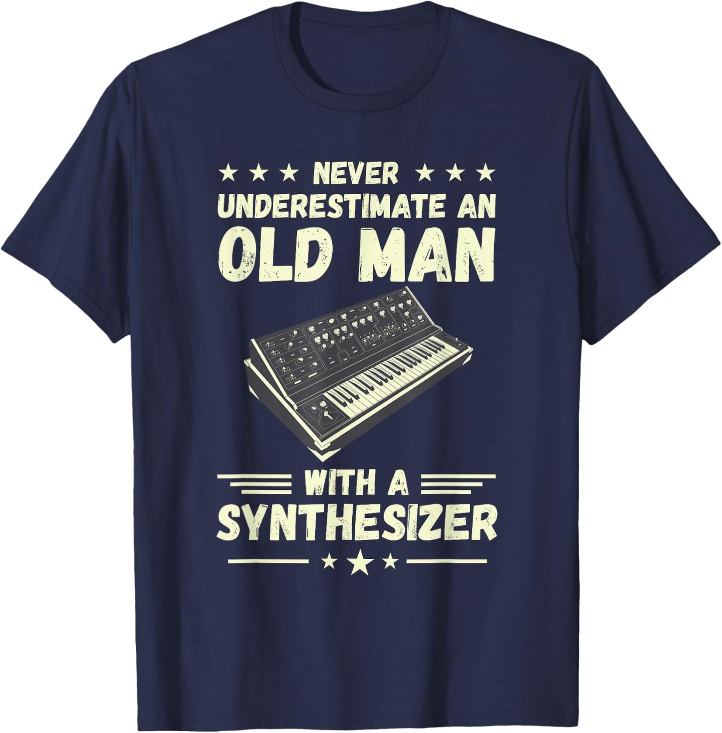 Synthesizer Never Underestimate An Old Man Modular Synth T-Shirt - T-Shirt | Navy