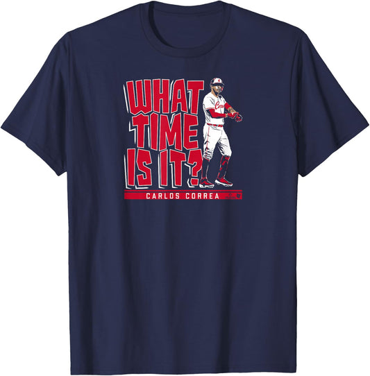 Carlos Correa - What Time is It - Minnesota Baseball T-Shirt - T-Shirt | Navy
