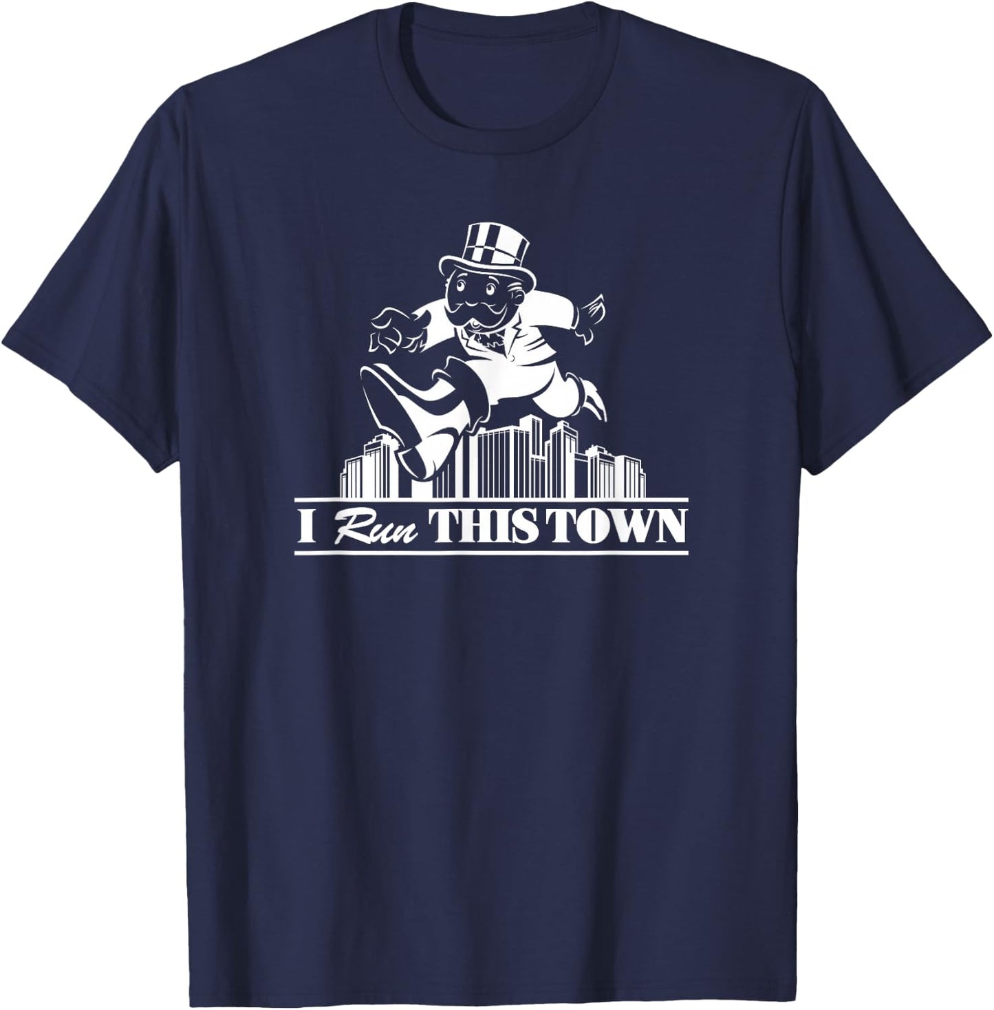 Monopoly Mr. Monopoly I Run This Town Funny Classic T-Shirt - T-Shirt | Navy