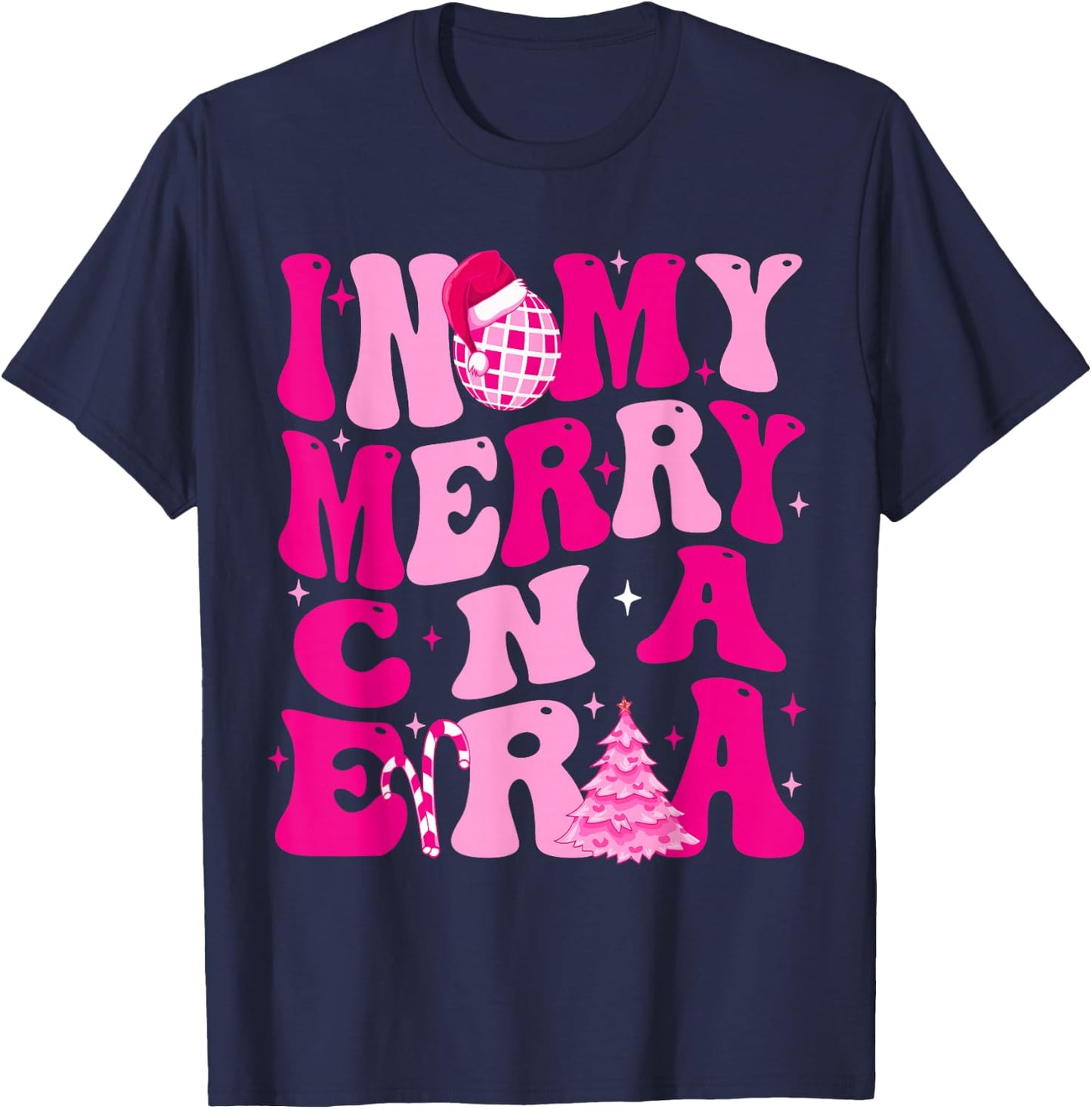 In My Merry CNA Era Christmas Retro T-Shirt - T-Shirt | Navy