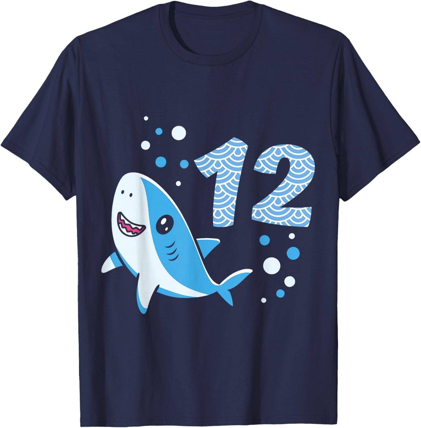 12th Birthday Boys Shark 12 years Old Ocean Shark B-day T-Shirt - T-Shirt | Navy