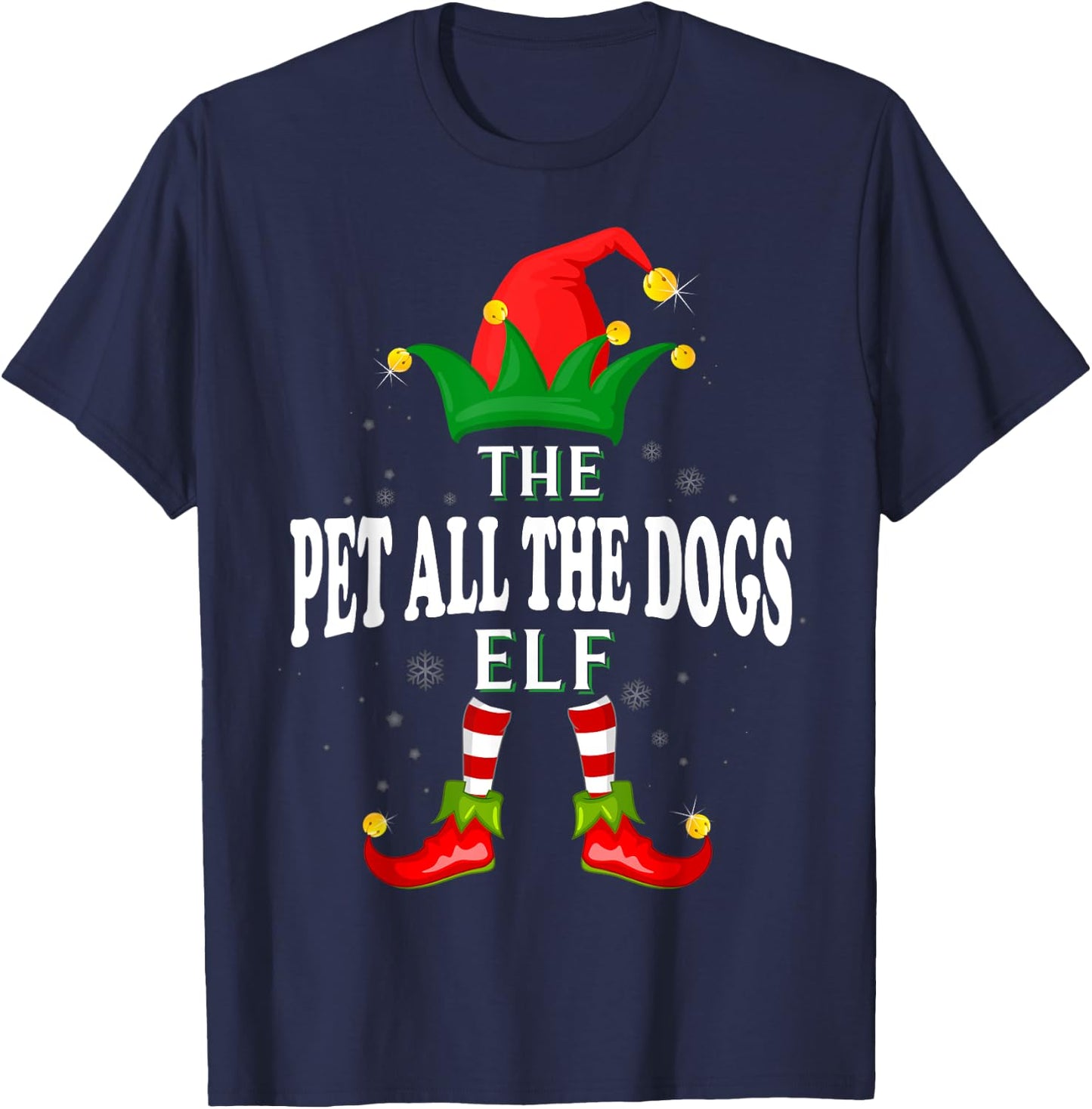 Xmas Pet All The Dogs Elf Family Matching Christmas Pajama T-Shirt - T-Shirt | Navy