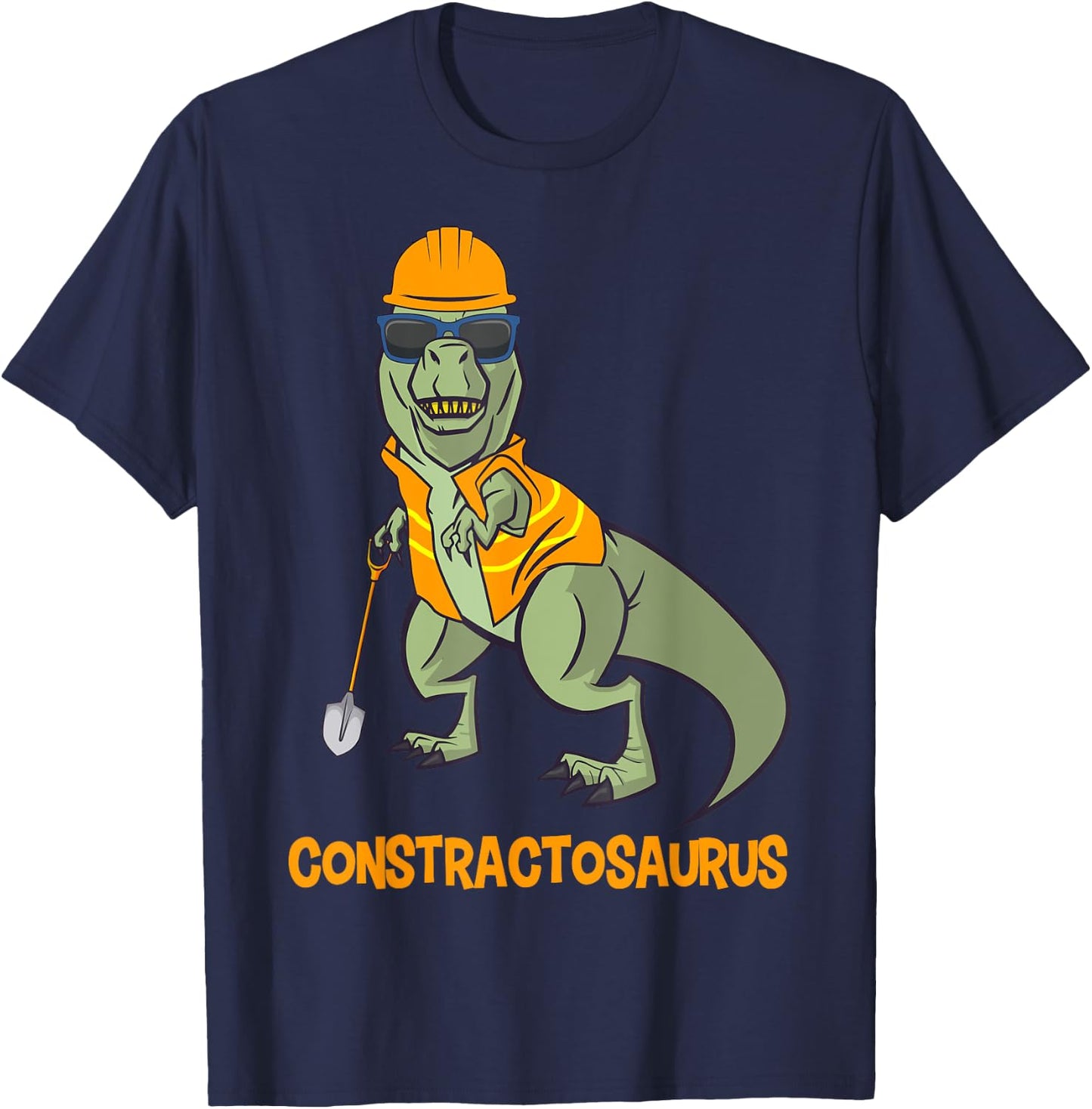 Constractosaurus Funny Construction Worker Dinosaur T-Rex T-Shirt - T-Shirt | Navy