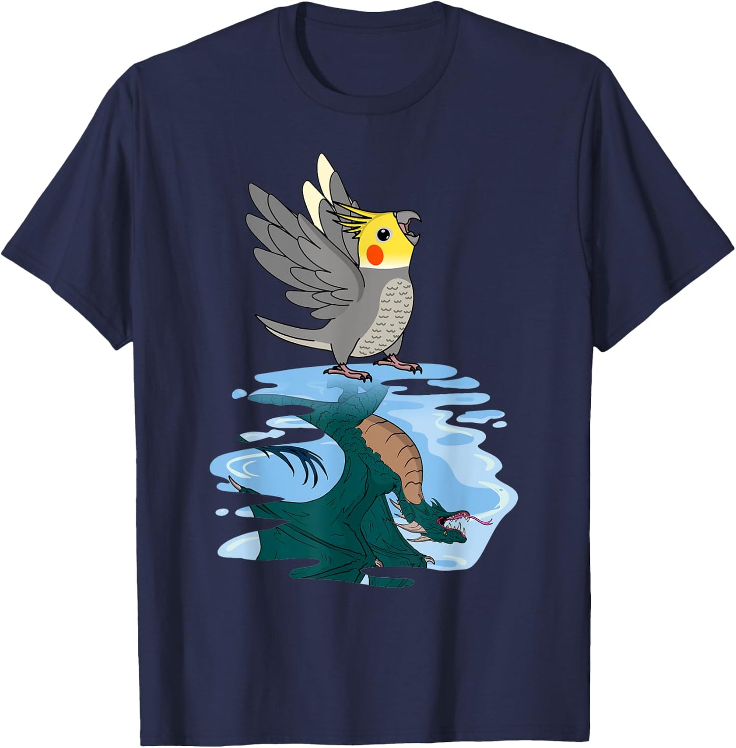 Parrot & Dragon Reflection I Cockatiel T-Shirt - T-Shirt | Navy
