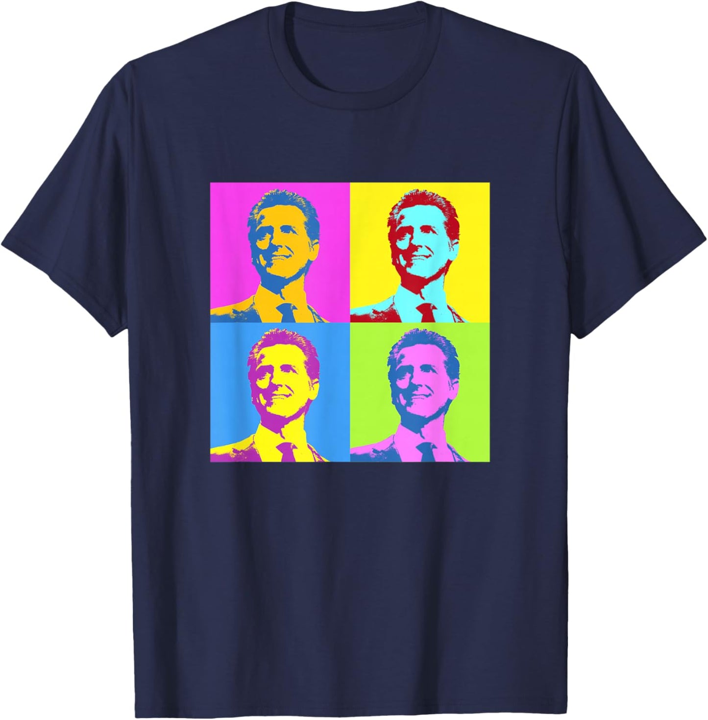 Gavin Newsom Retro Vintage Pop Art T-Shirt - T-Shirt | Navy
