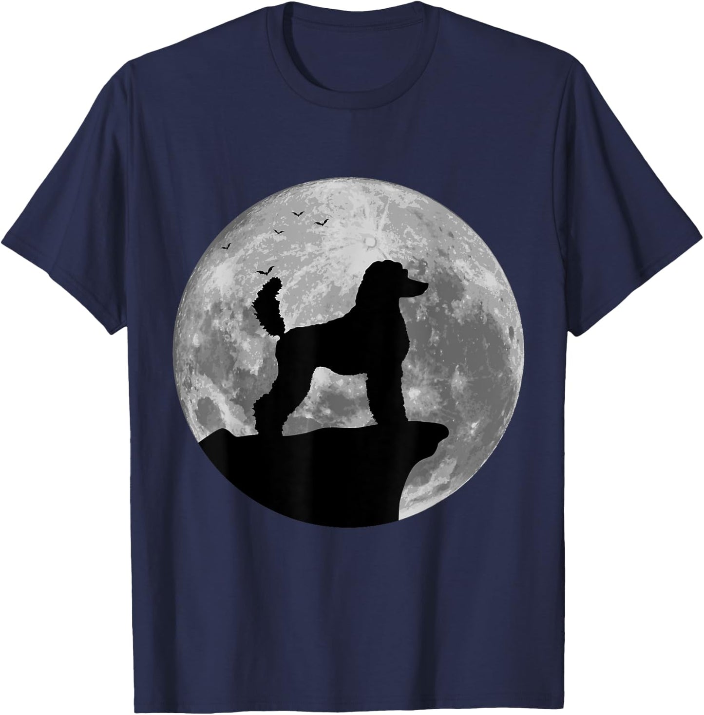 Standard Poodle Silhouette In The Moon Halloween Costume T-Shirt - T-Shirt | Navy
