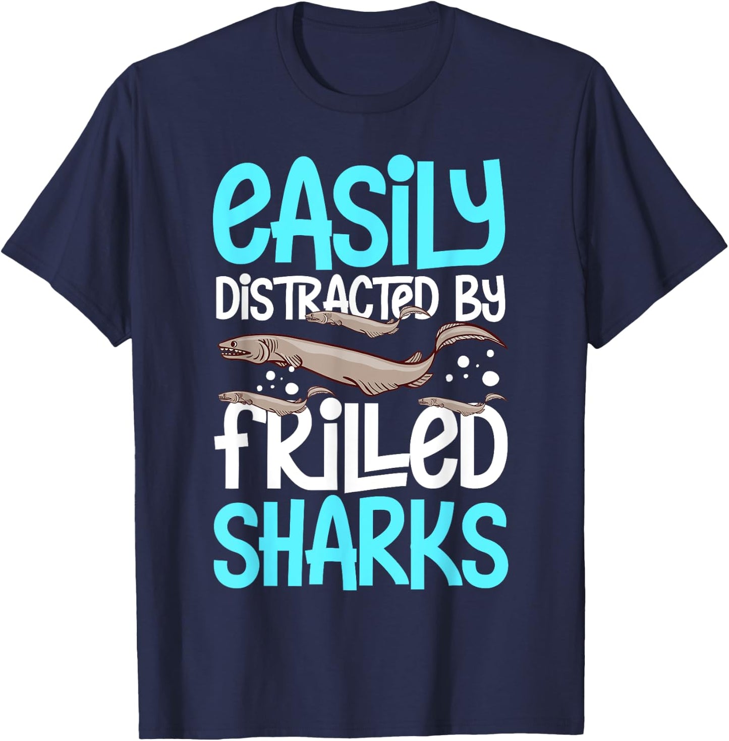 Frilled Shark Animal Tooth Funny Ocean T-Shirt - T-Shirt | Navy