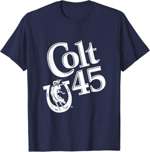 Colt 45 Beer Style - White Logo T-Shirt - T-Shirt | Navy