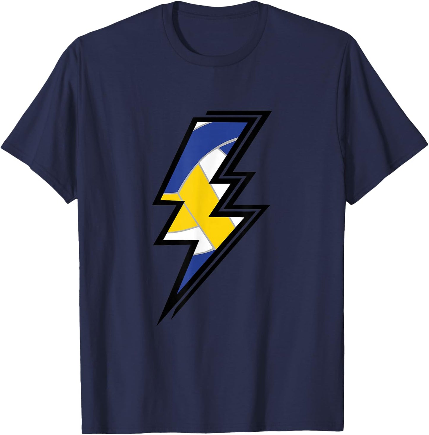 Volleyball Lightning Bolt Volleyball Mom Dad Game Day T-Shirt - T-Shirt | Navy