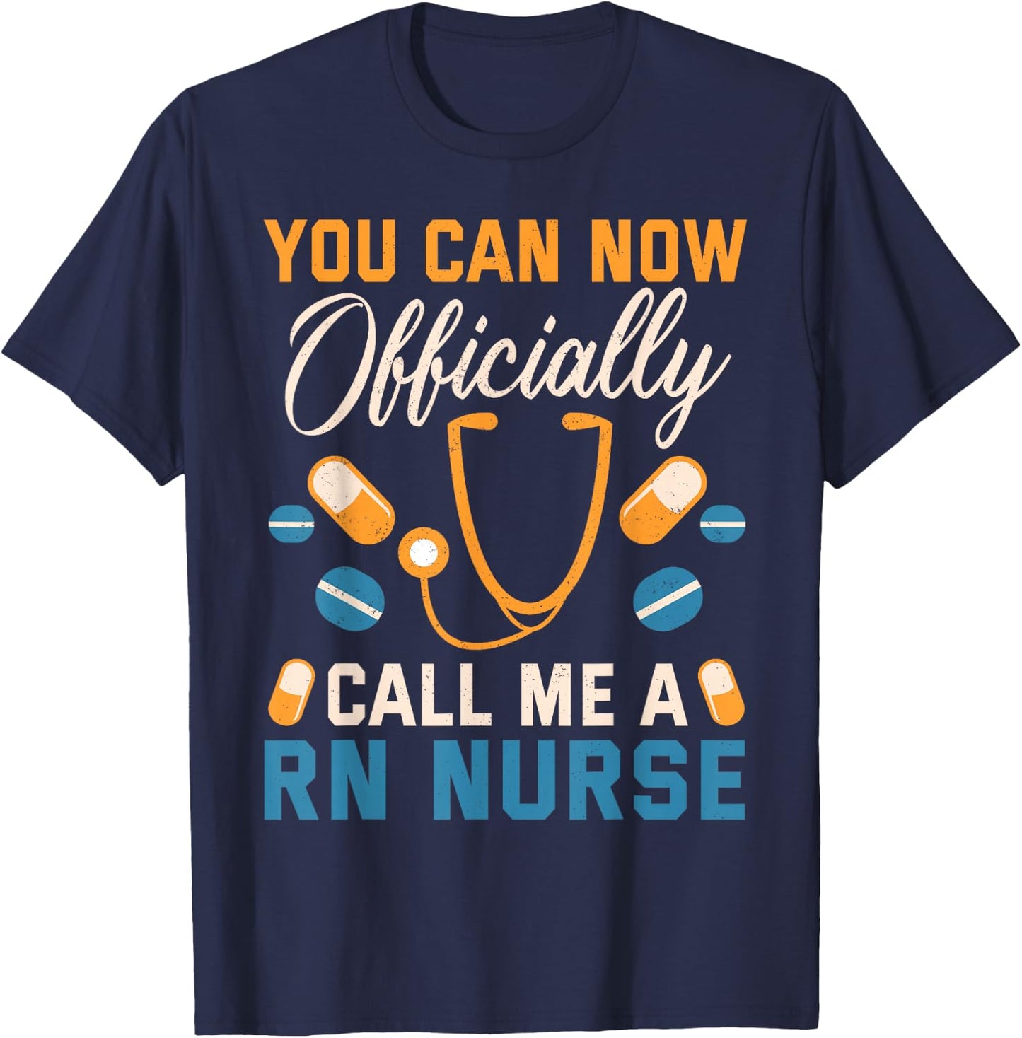 Nursing Finally A RN Registered Nurse T-Shirt - T-Shirt | Navy