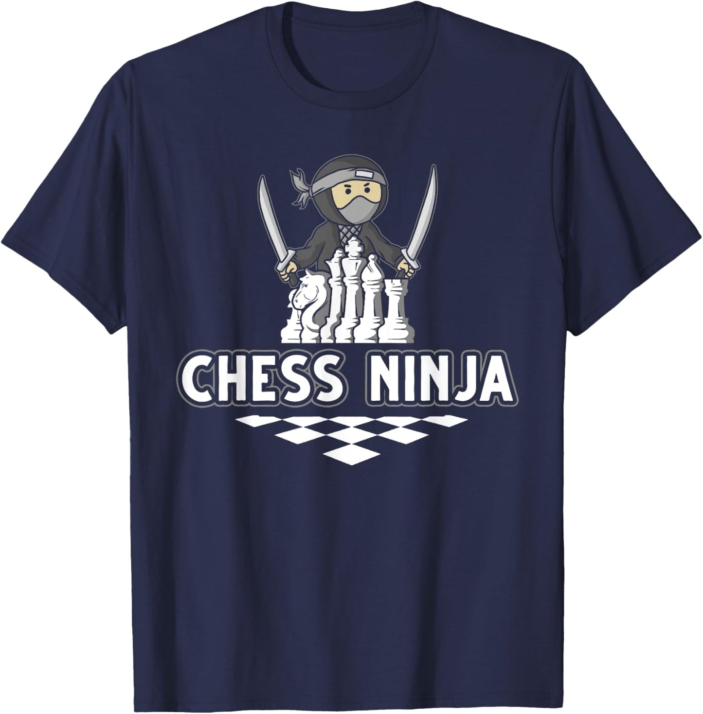 Funny Chess Design Kids Boys Girls Ninja Chess Lover Players T-Shirt - T-Shirt | Navy