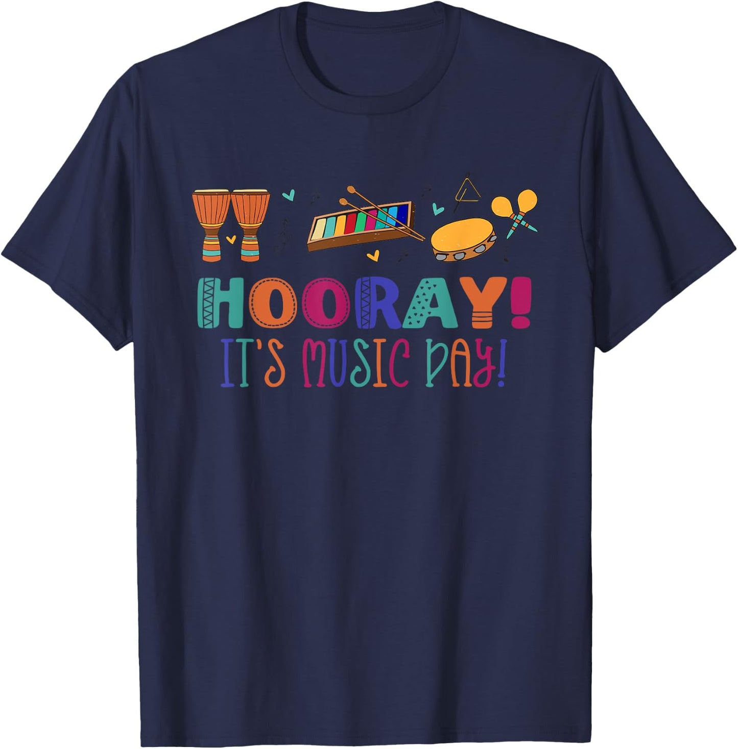 HOORAY! IT'S MUSIC DAY! Musical Note Teacher Musician Meme Women Kids T-Shirt - T-Shirt | Navy