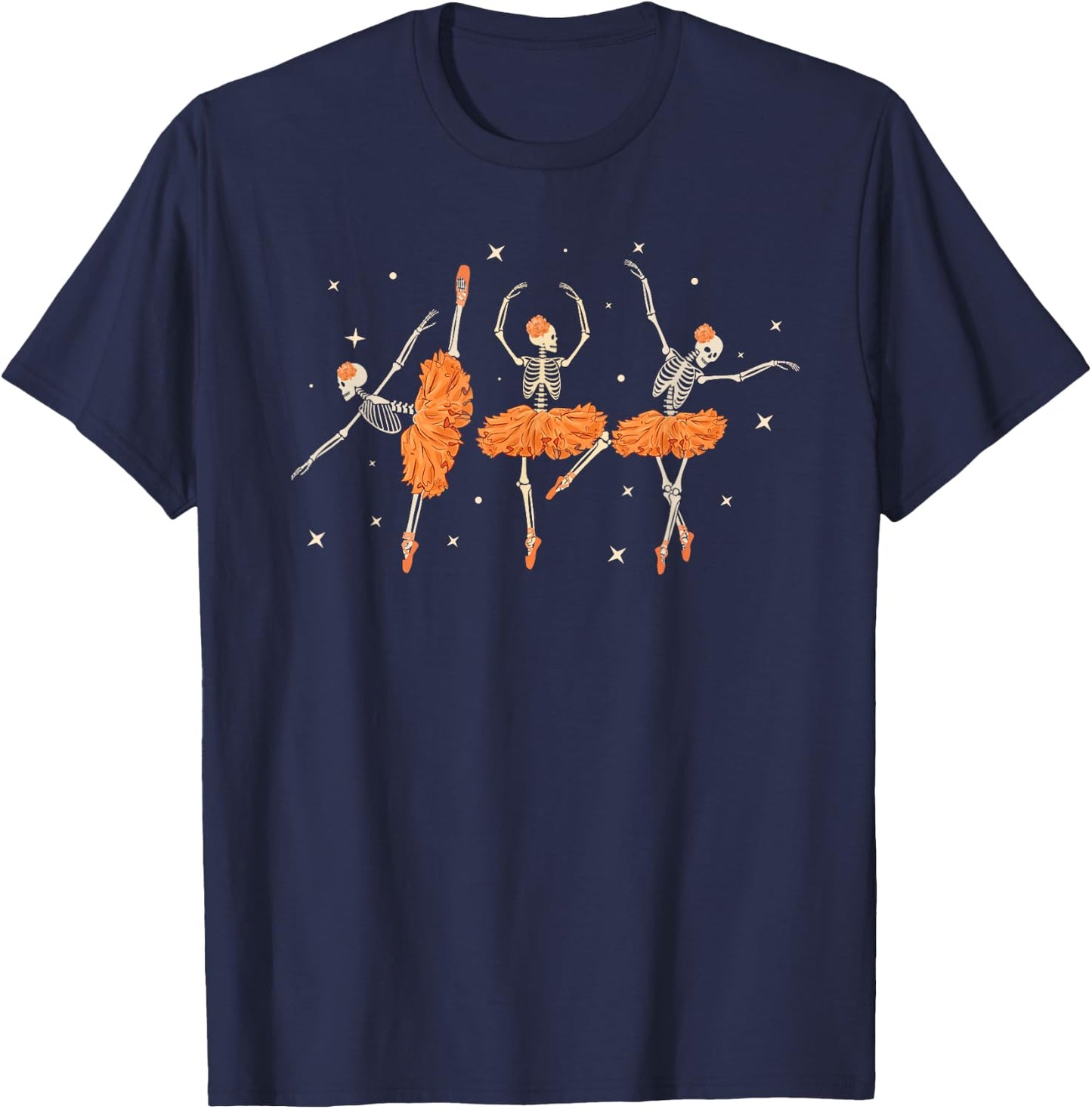 Dancing Skeleton Ballerina Ballet Dance Halloween Women Girl T-Shirt - T-Shirt | Navy