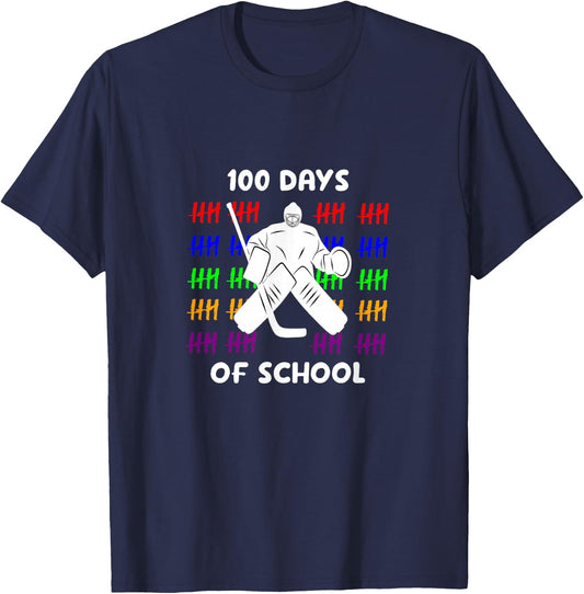 Hockey 100 days of school for Hockey players T-Shirt - T-Shirt | Navy