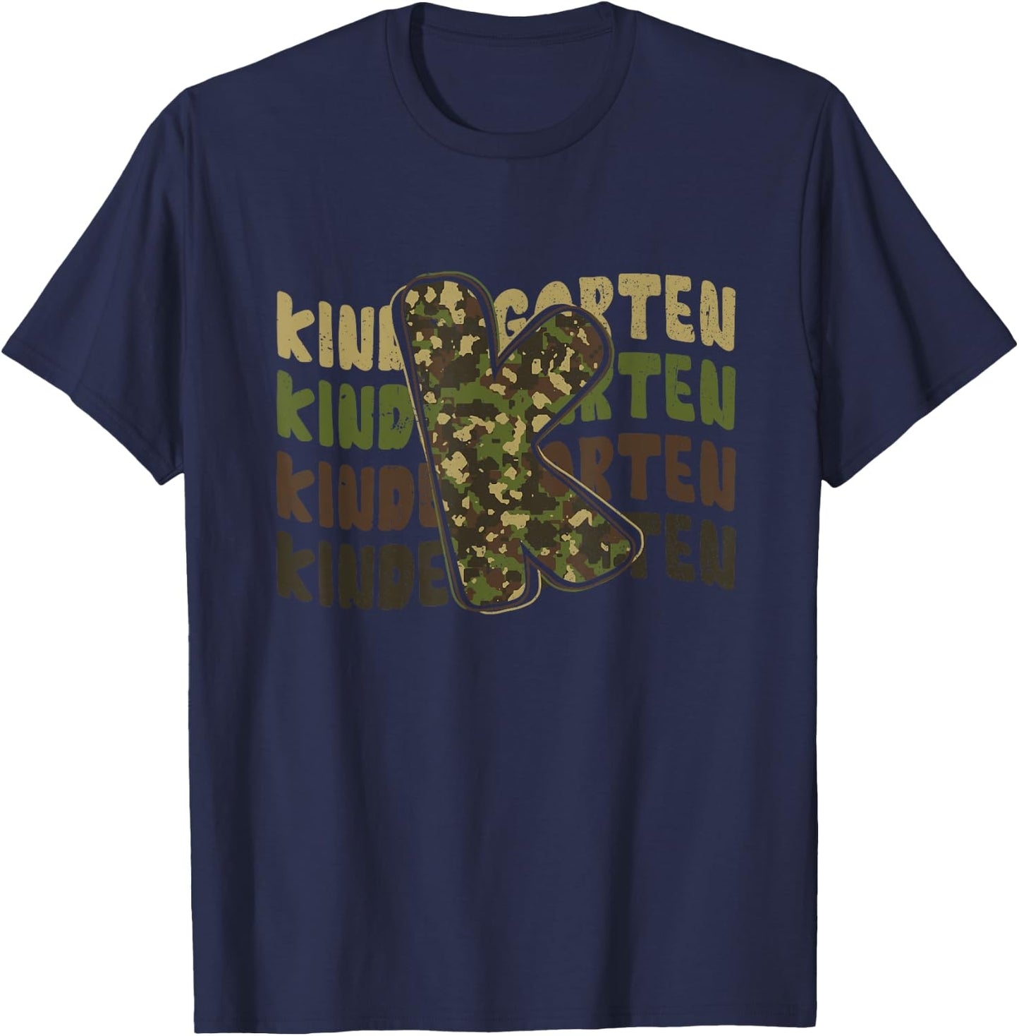 Kindergarten Camo Camouflage Boy Teacher Back To School T-Shirt - T-Shirt | Navy