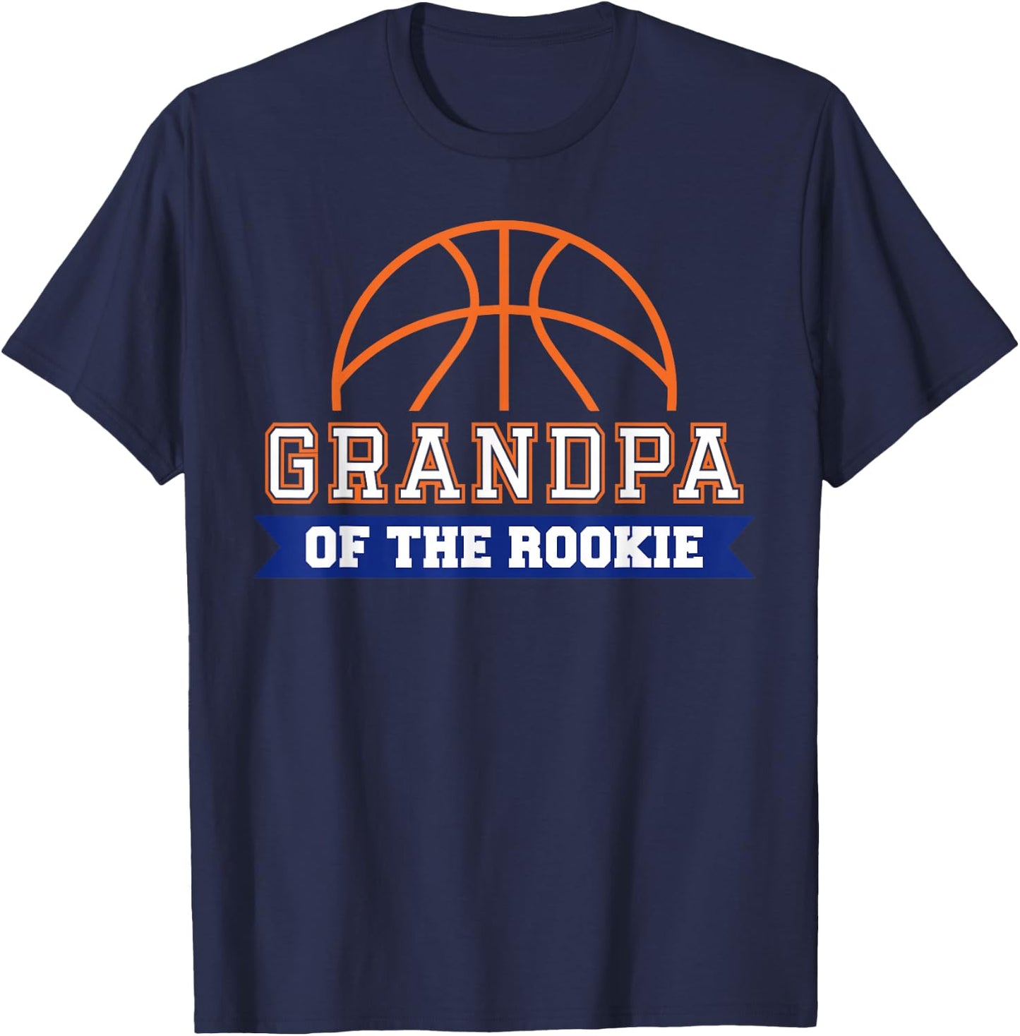 Grandpa of Rookie 1st Birthday Basketball Theme Matching T-Shirt - T-Shirt | Navy