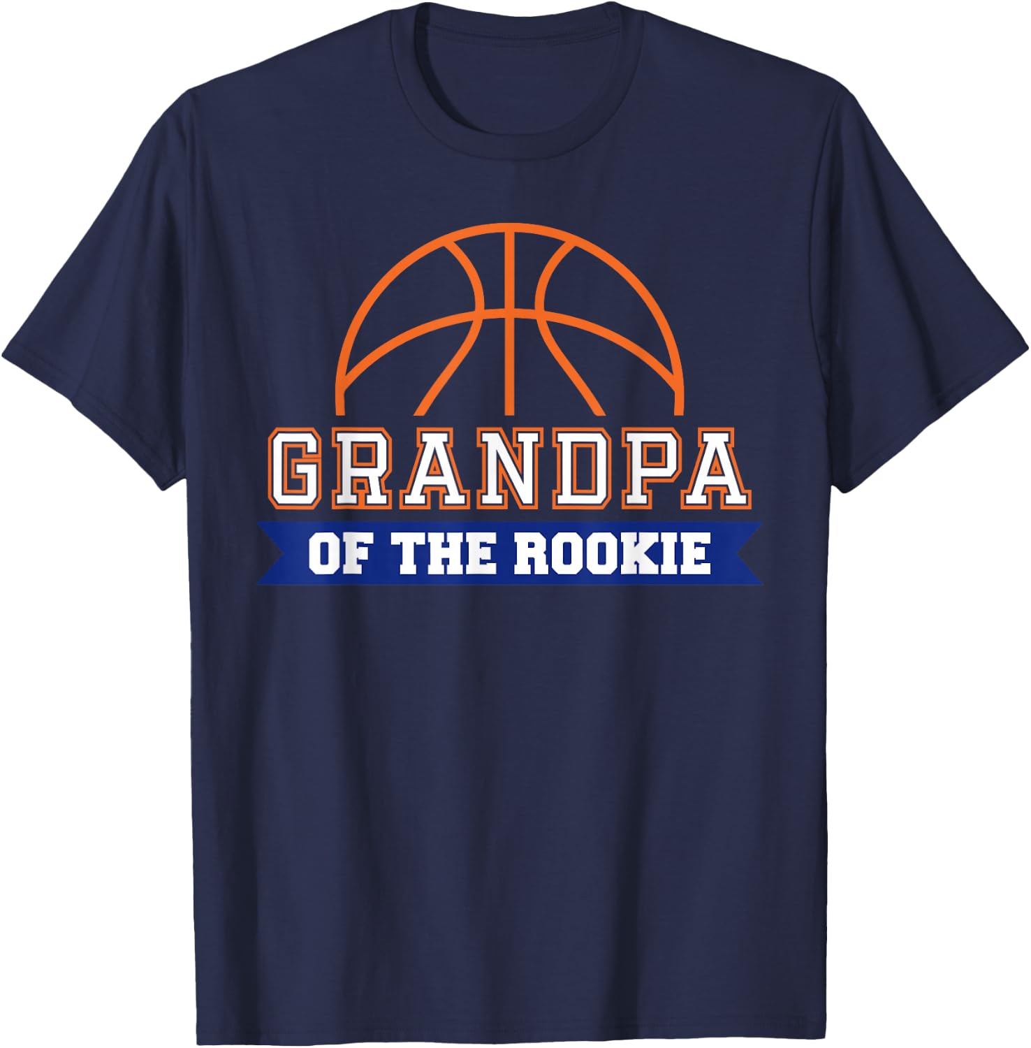 Grandpa of Rookie 1st Birthday Basketball Theme Matching T-Shirt - T-Shirt | Navy