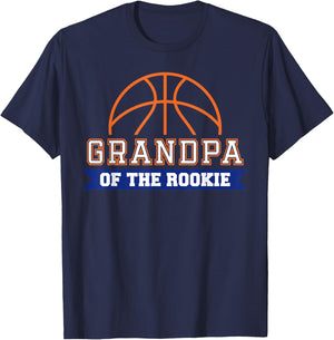 Grandpa of Rookie 1st Birthday Basketball Theme Matching T-Shirt - T-Shirt | Navy