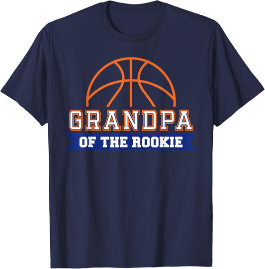 Grandpa of Rookie 1st Birthday Basketball Theme Matching T-Shirt - T-Shirt | Navy