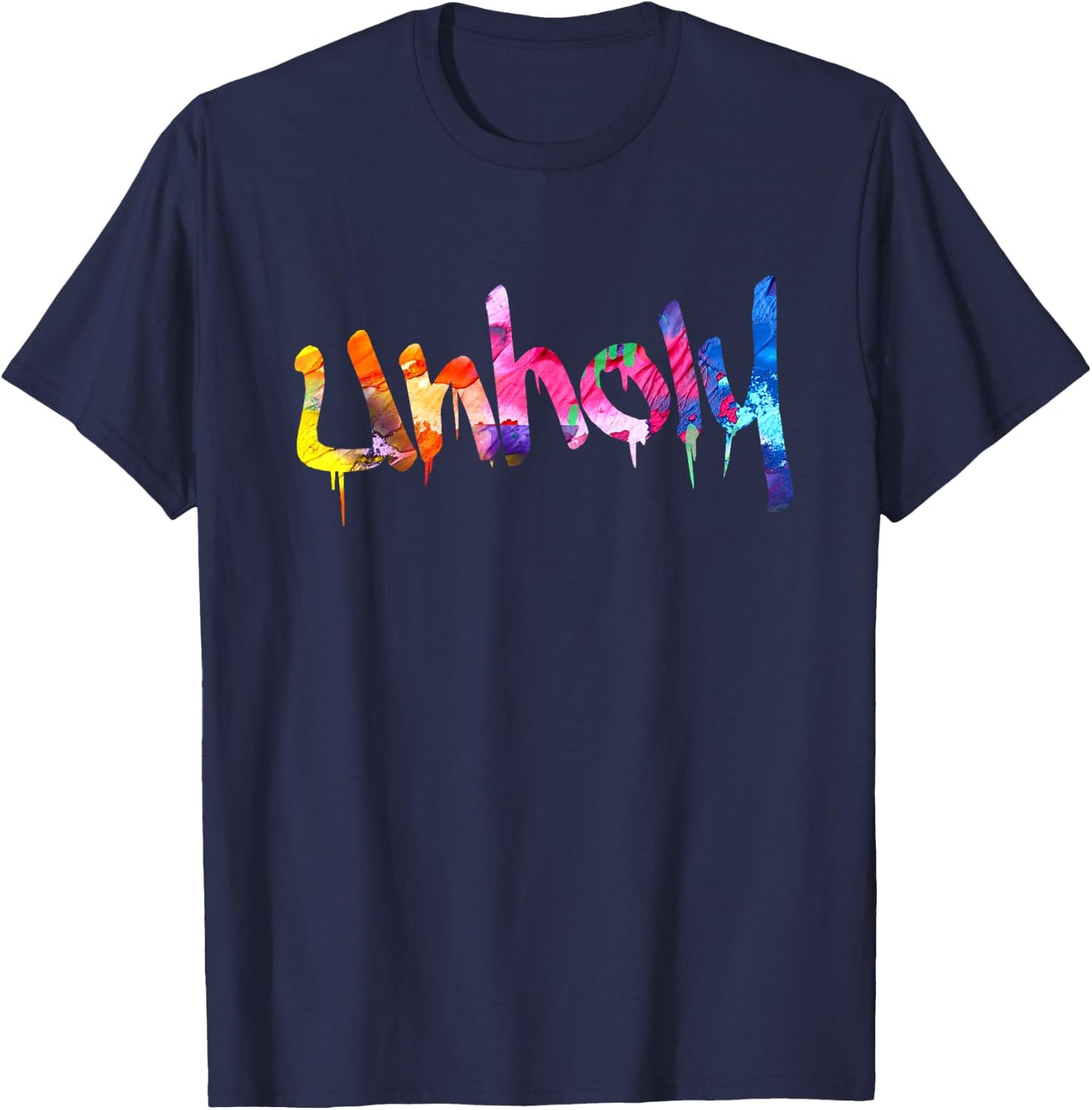 Unholy Paint Drip Minimalist Typography T-Shirt - T-Shirt | Navy