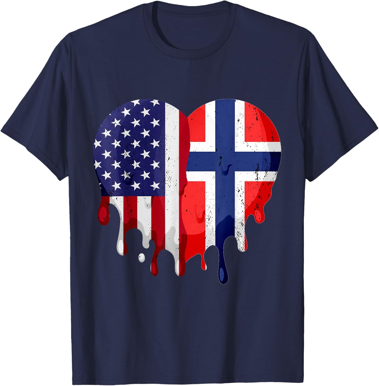 American Norwegian Heritage Month Norway Flag Heart T-Shirt - T-Shirt | Navy