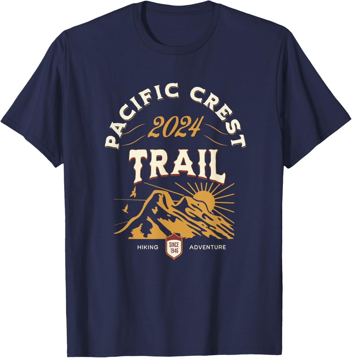 Pacific Crest Trail Apparel -Adults Black Vintage Modern Mix Small Short Sleeve Hiking Vacation T-Shirt - T-Shirt | Navy