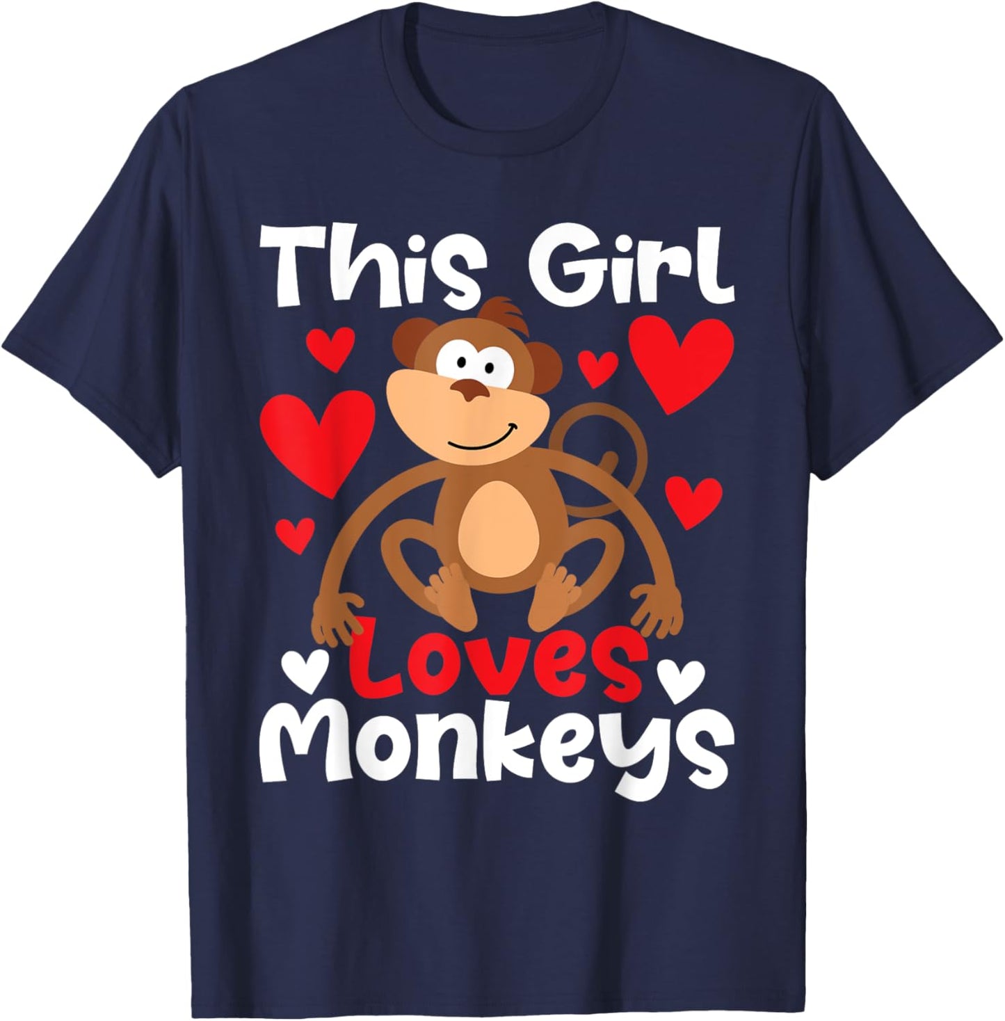 This Girl Loves Monkeys - Safari Zoo Animal Primate Lover T-Shirt - T-Shirt | Navy