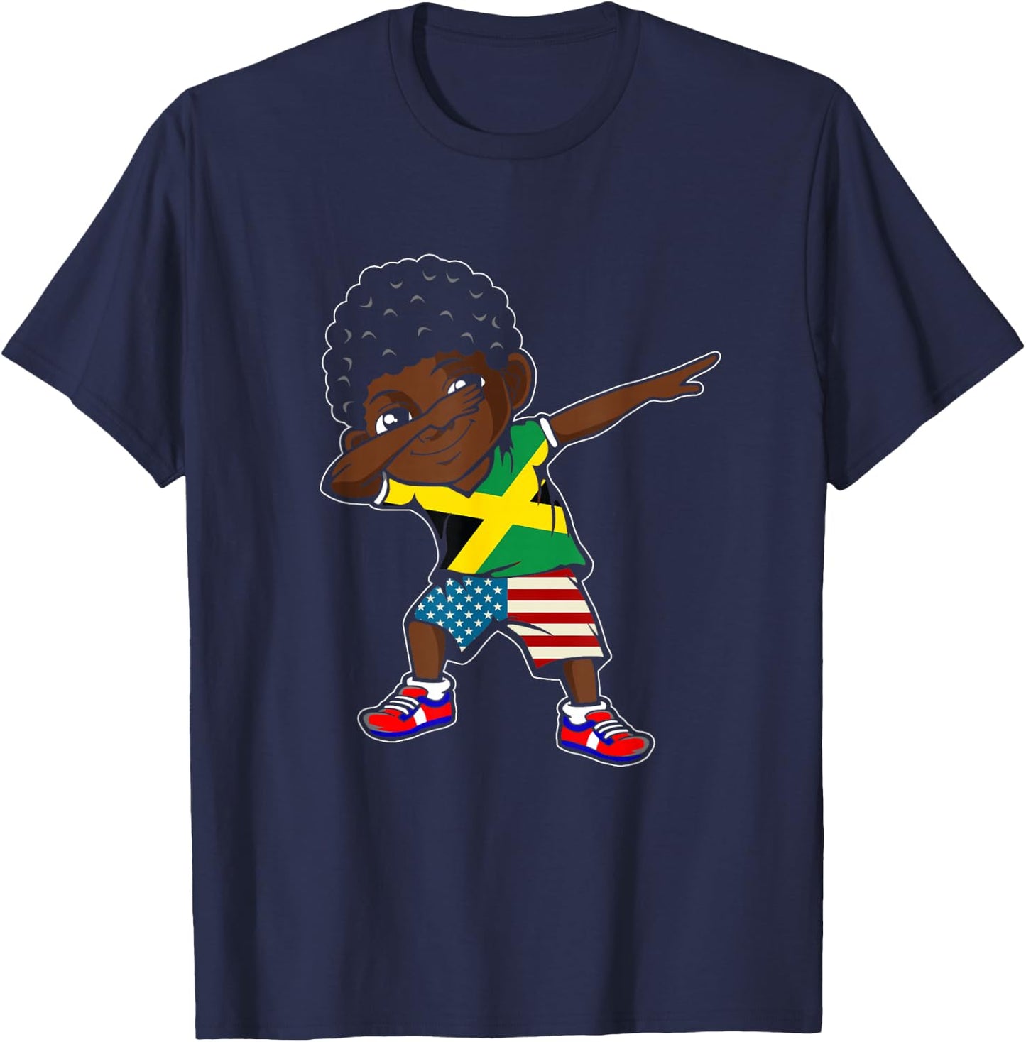 Half American Half Jamaican Boy Kid Jamaica Flag Patriotic T-Shirt - T-Shirt | Navy