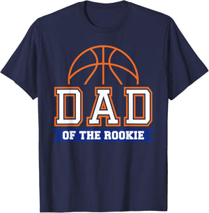 Dad of Rookie 1st Birthday Basketball Theme Matching Party T-Shirt - T-Shirt | Navy