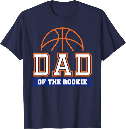 Dad of Rookie 1st Birthday Basketball Theme Matching Party T-Shirt - T-Shirt | Navy