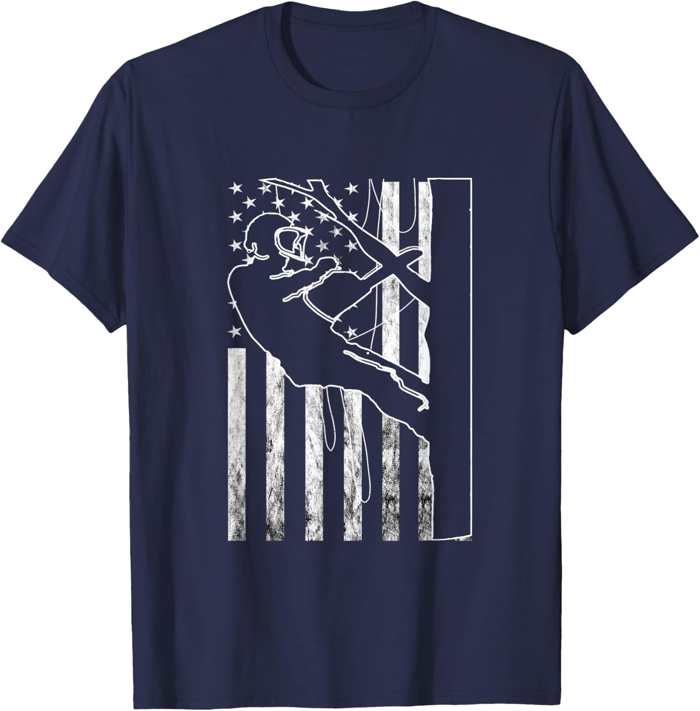 Arborist America USA Outdoorsman Tree Climbing Logger T-Shirt - T-Shirt | Navy