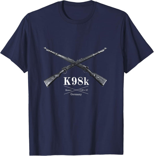 K98k German Ordnance Rifle Crossed - Mauser 7,92 x 57 T-Shirt - T-Shirt | Navy