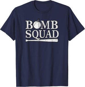 Vintage Bomb Squad Dinger Home Run Baseball Softball Hitting T-Shirt - T-Shirt | Navy