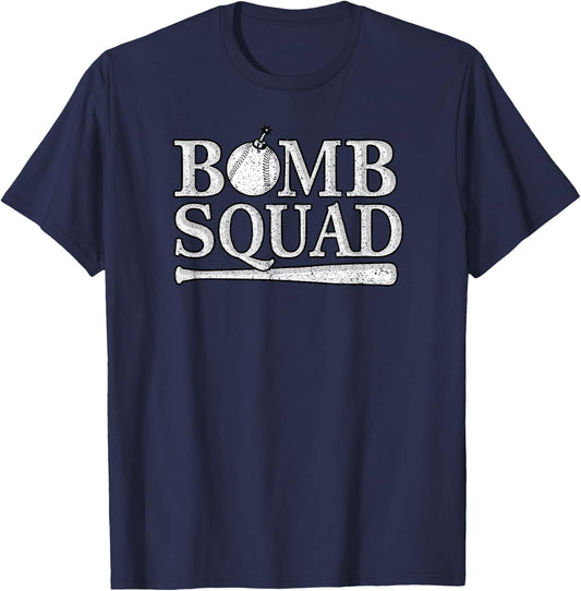 Vintage Bomb Squad Dinger Home Run Baseball Softball Hitting T-Shirt - T-Shirt | Navy