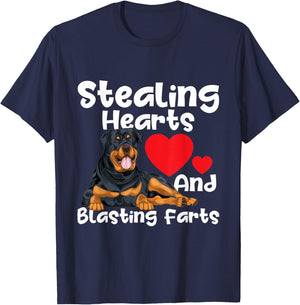 Stealing Hearts & Blasting Farts - Rottweiler Puppy Owner T-Shirt - T-Shirt | Navy