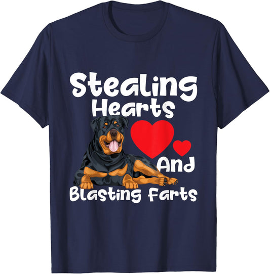 Stealing Hearts & Blasting Farts - Rottweiler Puppy Owner T-Shirt - T-Shirt | Navy