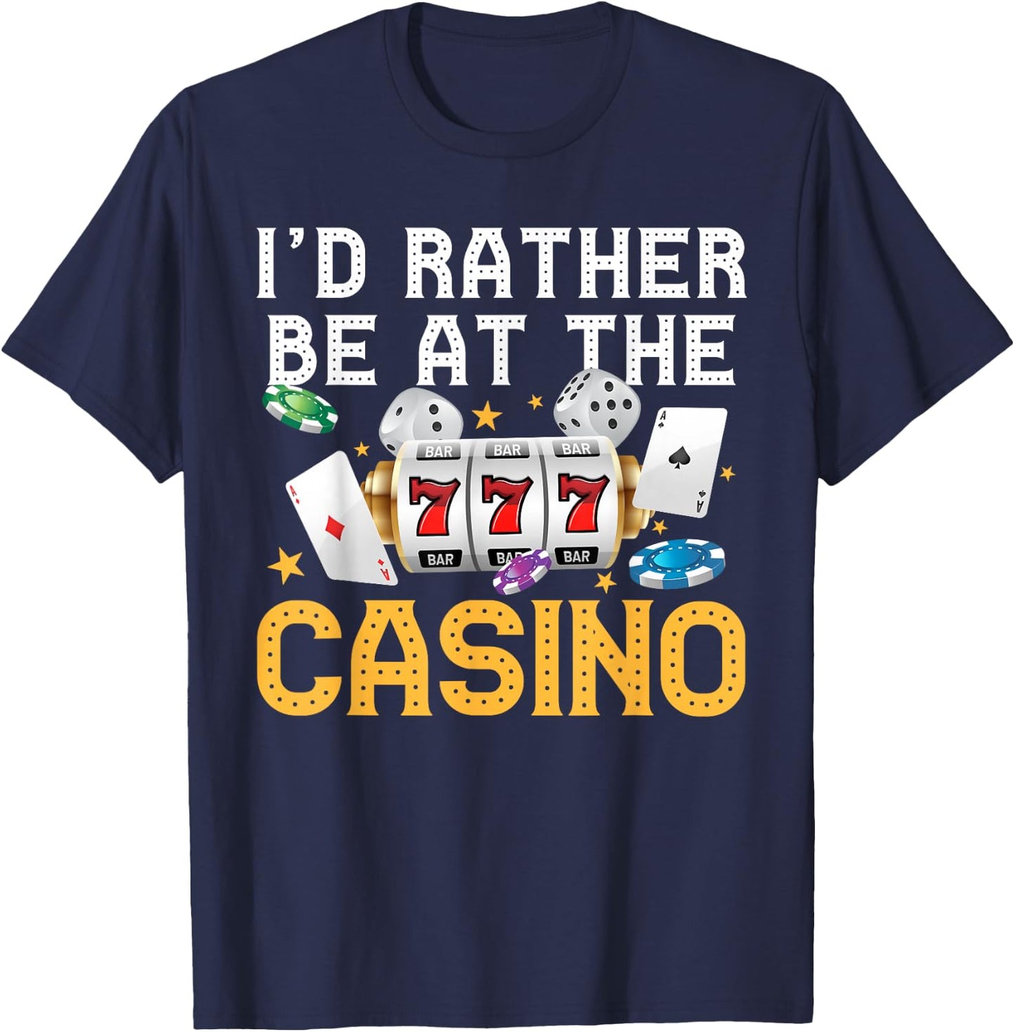 Funny Casino Gambling Art Men Women Las Vegas Slot Machine T-Shirt - T-Shirt | Navy