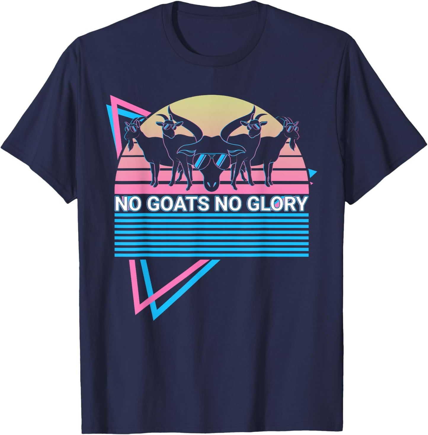 Funny Goat Retro No Goats No Glory T-Shirt - T-Shirt | Navy