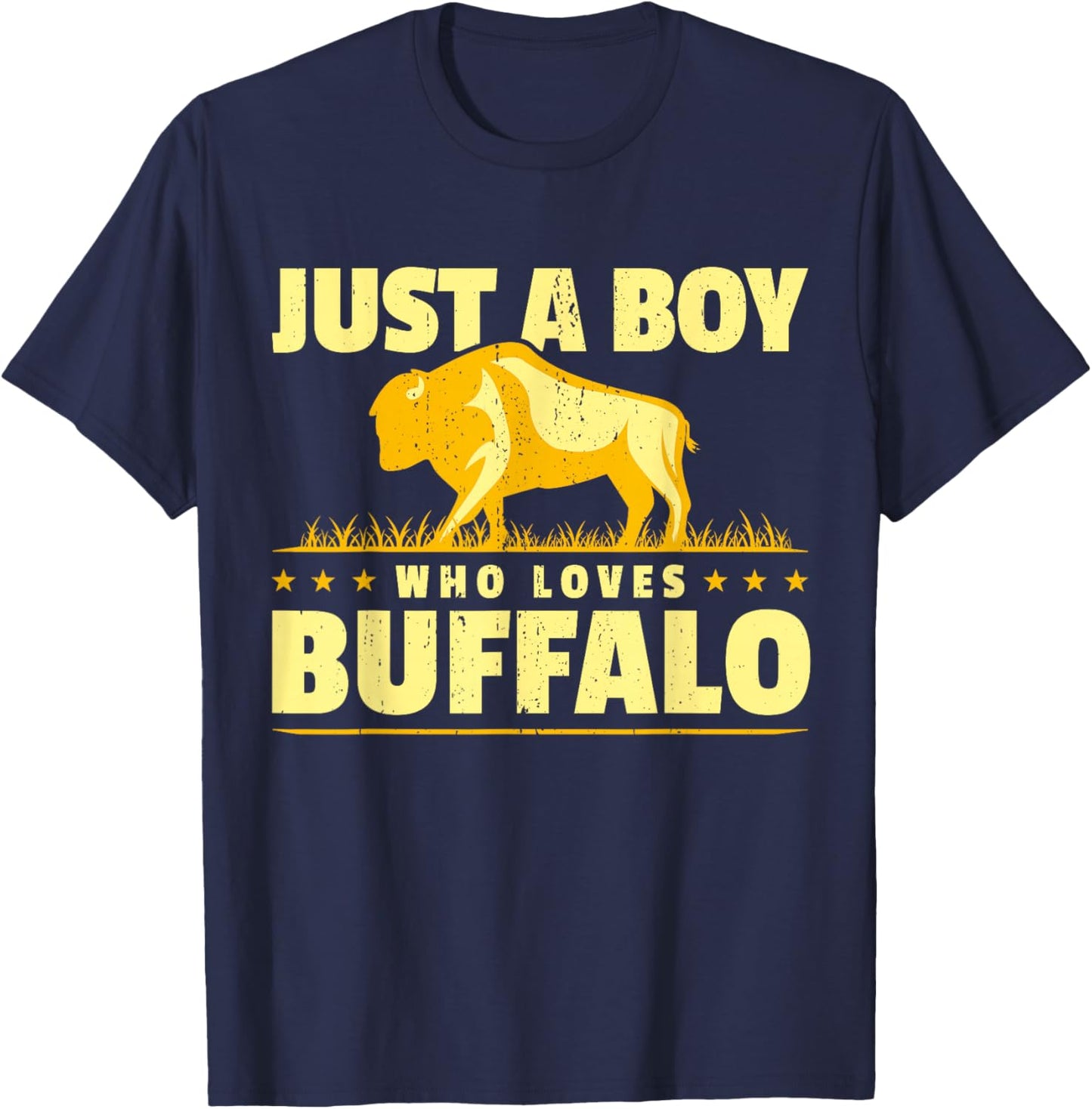 Boy Who Loves Buffalo I Men Buffalo I Son Buffalo T-Shirt - T-Shirt | Navy