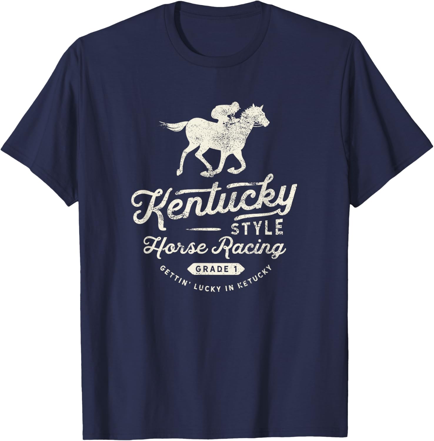 Funny Derby Day, Kentucky style horse racing T-Shirt - T-Shirt | Navy