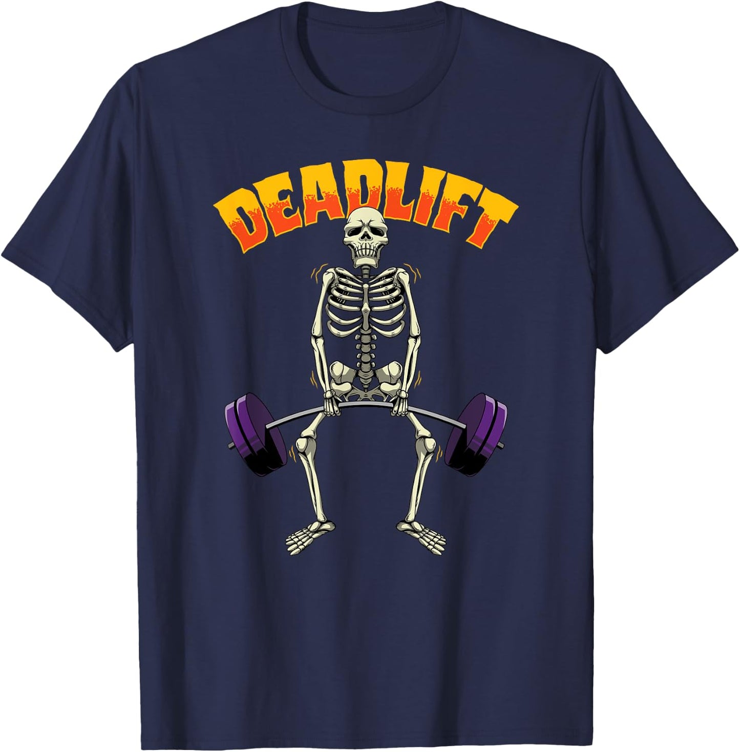 Deadlift Halloween Skeleton Weight Lifting Workout Gym Funny T-Shirt - T-Shirt | Navy
