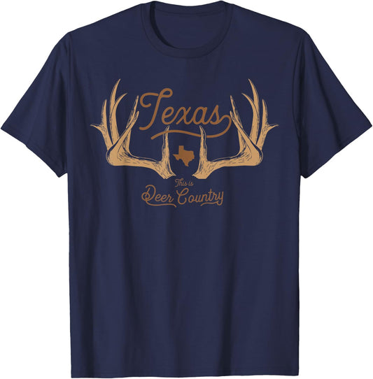 Texas Deer Country Hunting Whitetail T-Shirt - T-Shirt | Navy