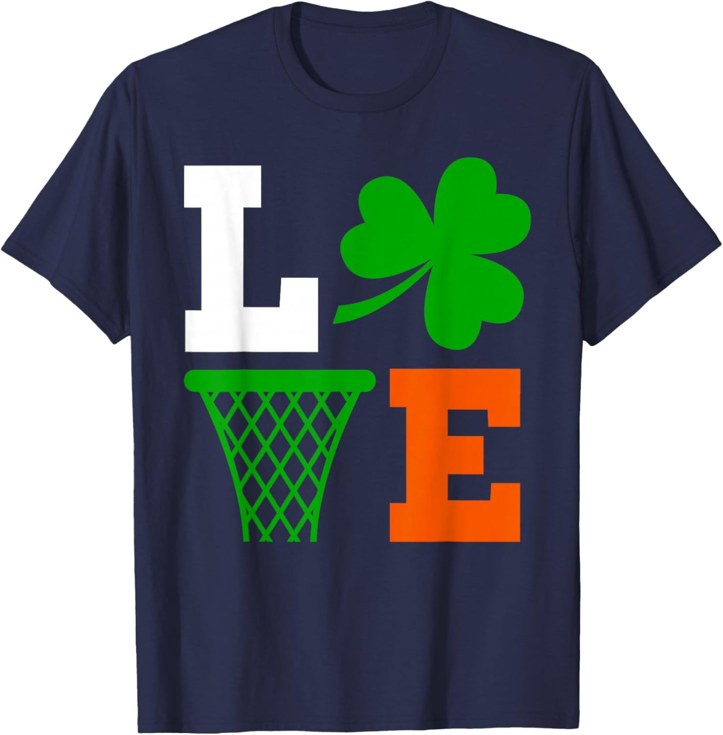 Irish Cute Funny Basketball St Patrick's Day Lucky Shamrock T-Shirt - T-Shirt | Navy