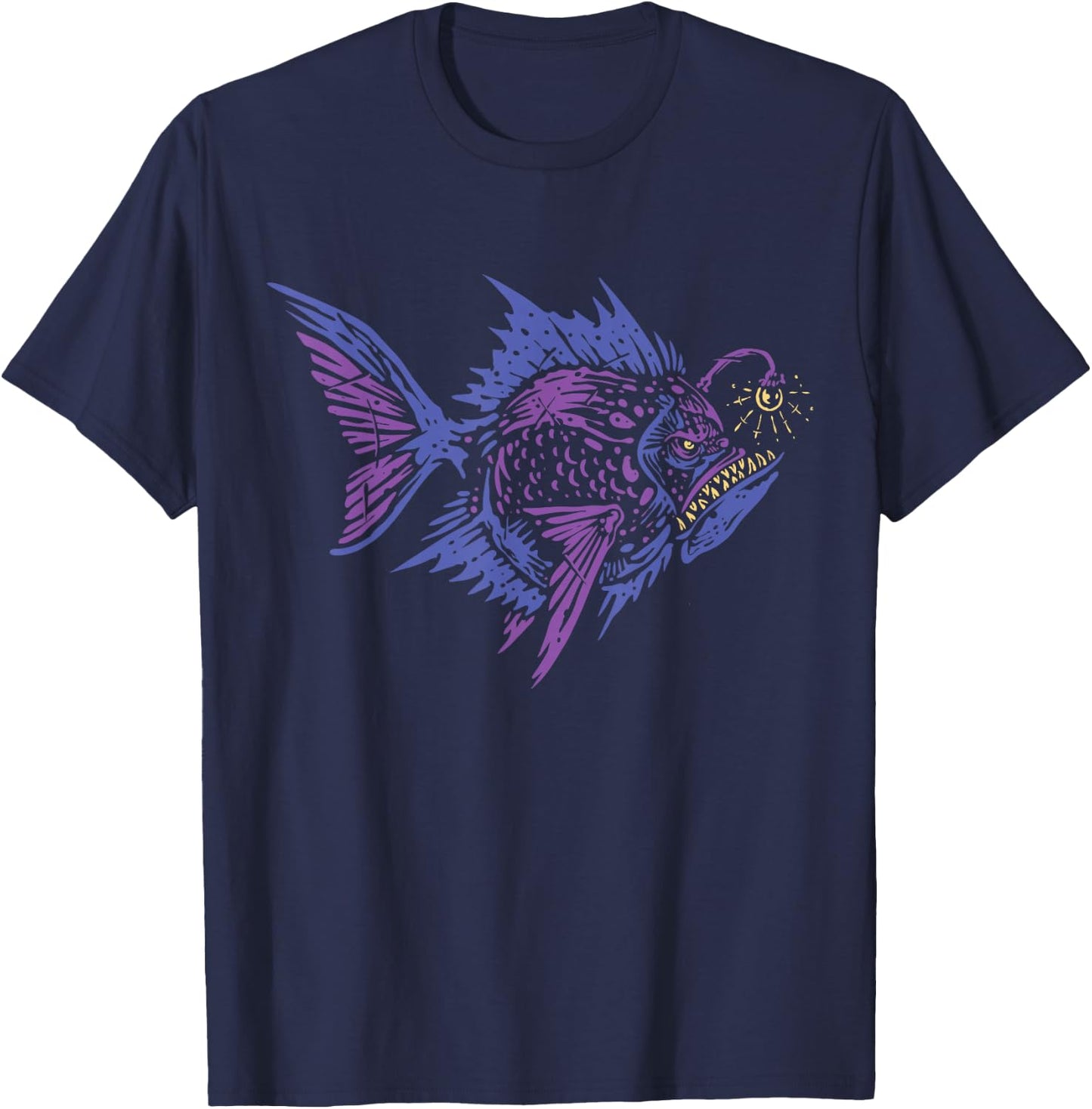 Anglerfish Deep Sea Creatures Sea Monster Angler Fish T-Shirt - T-Shirt | Navy
