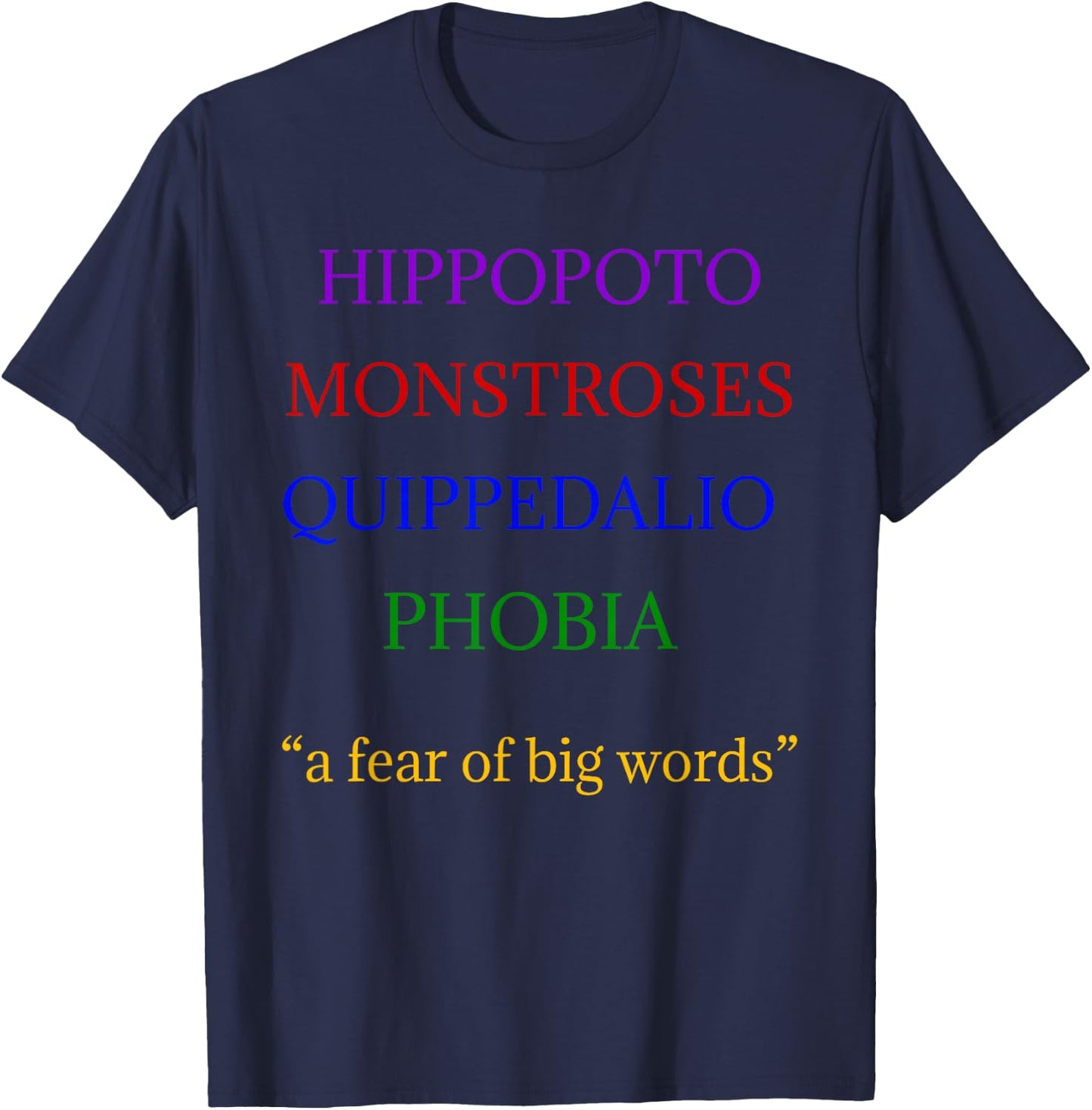Hippopotomonstrosesquippedaliophobia Big Words for Kids T-Shirt - T-Shirt | Navy