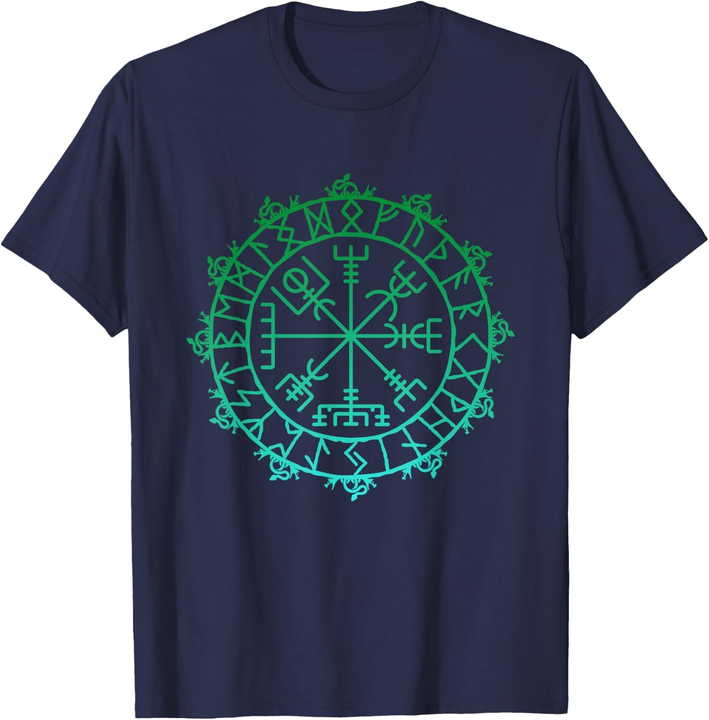 Nordic Symbol Vegvisir Viking Symbol Celtic Rune T-Shirt - T-Shirt | Navy