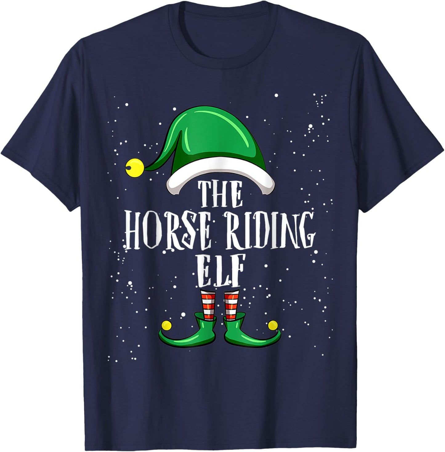 Horse Riding Elf Group Matching Family Christmas Funny T-Shirt - T-Shirt | Navy