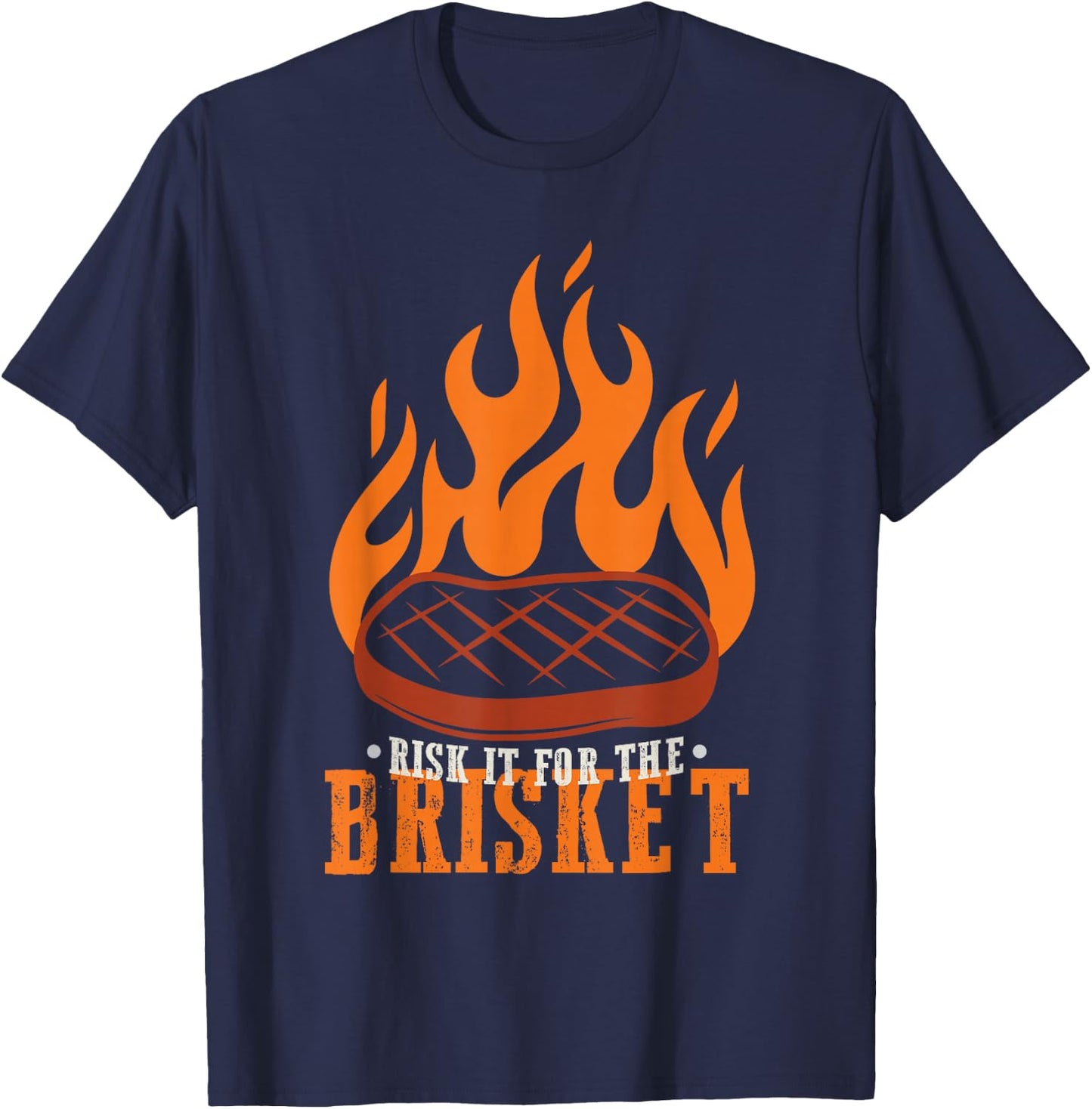 Funny Risk It For The Brisket Grilling BBQ T-Shirt - T-Shirt | Navy