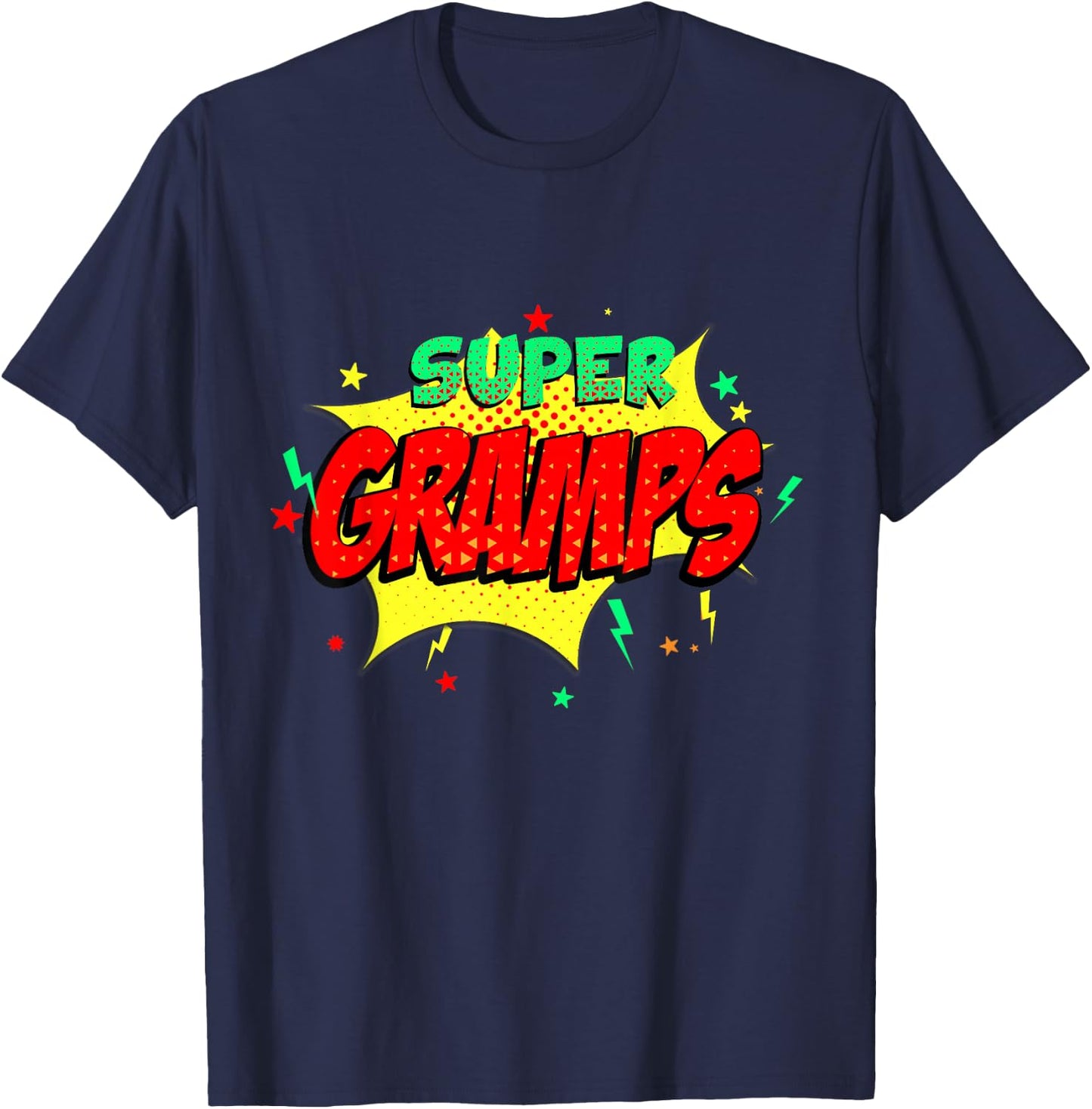 Super Gramps Comic Themed Style Superhero Fathers Day T-Shirt - T-Shirt | Navy
