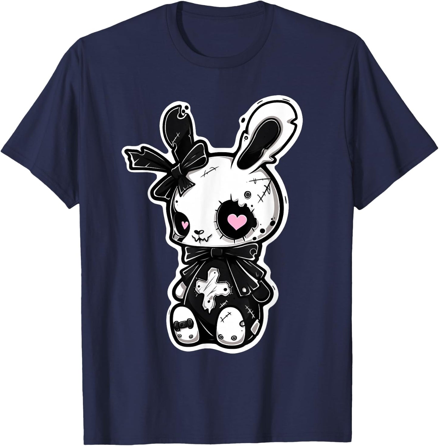Goth Bunny Kawaii Rabbit E-Girl Cute Gothic Outfit Grunge T-Shirt - T-Shirt | Navy